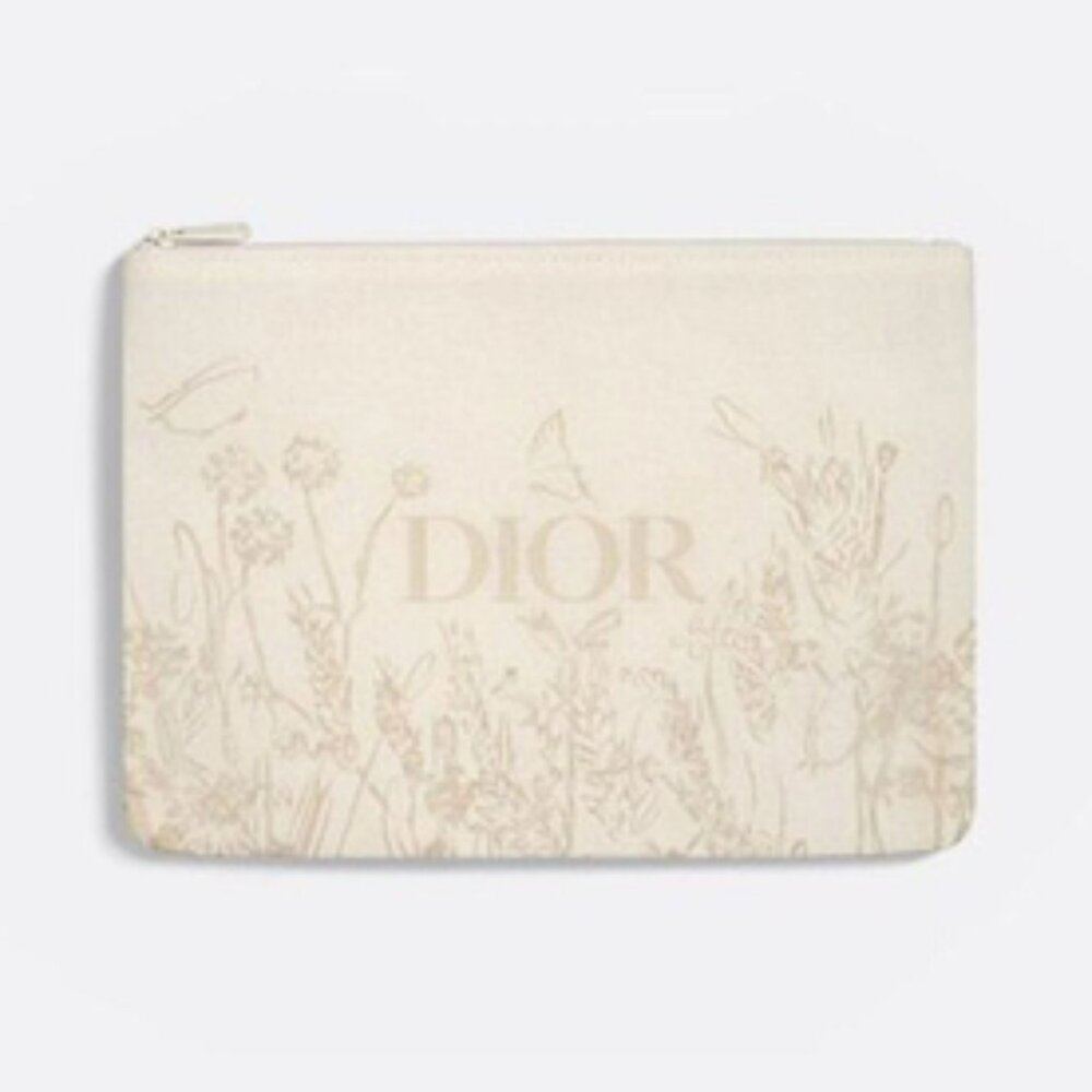NIB 2024 Christian Dior Flower Cream Pouch Makeup Bag Cosmetic Pouch Case (AA11)